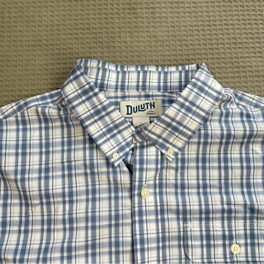 Duluth Trading Wrinklefighter Coolmax Shirt XL Mens Relaxed Long Sleeve Plaid